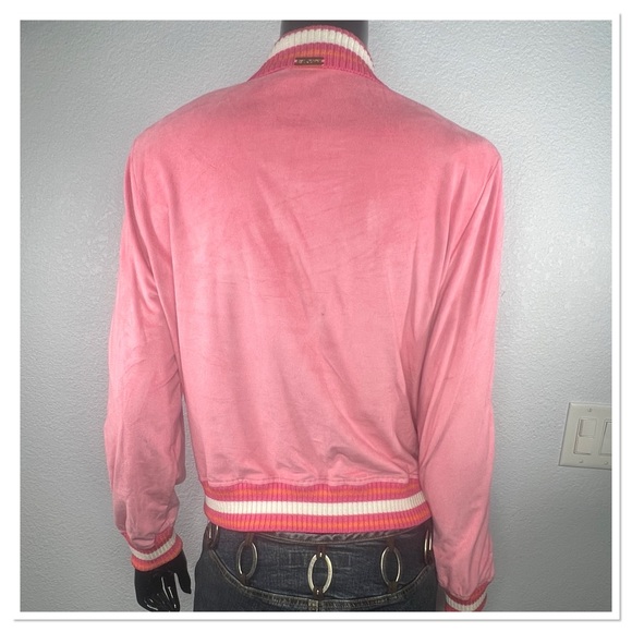 St John Sport Jacket Pink Full Zip Marie Gray Faux Suede Bomber Lined Sz S - Picture 4 of 9